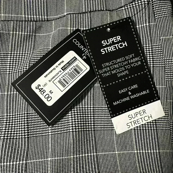 NWT Black And White Plaid Cropped Cigarette 
Stretch Pull On Dress Pant. Sz: M. - Picture 8 of 8